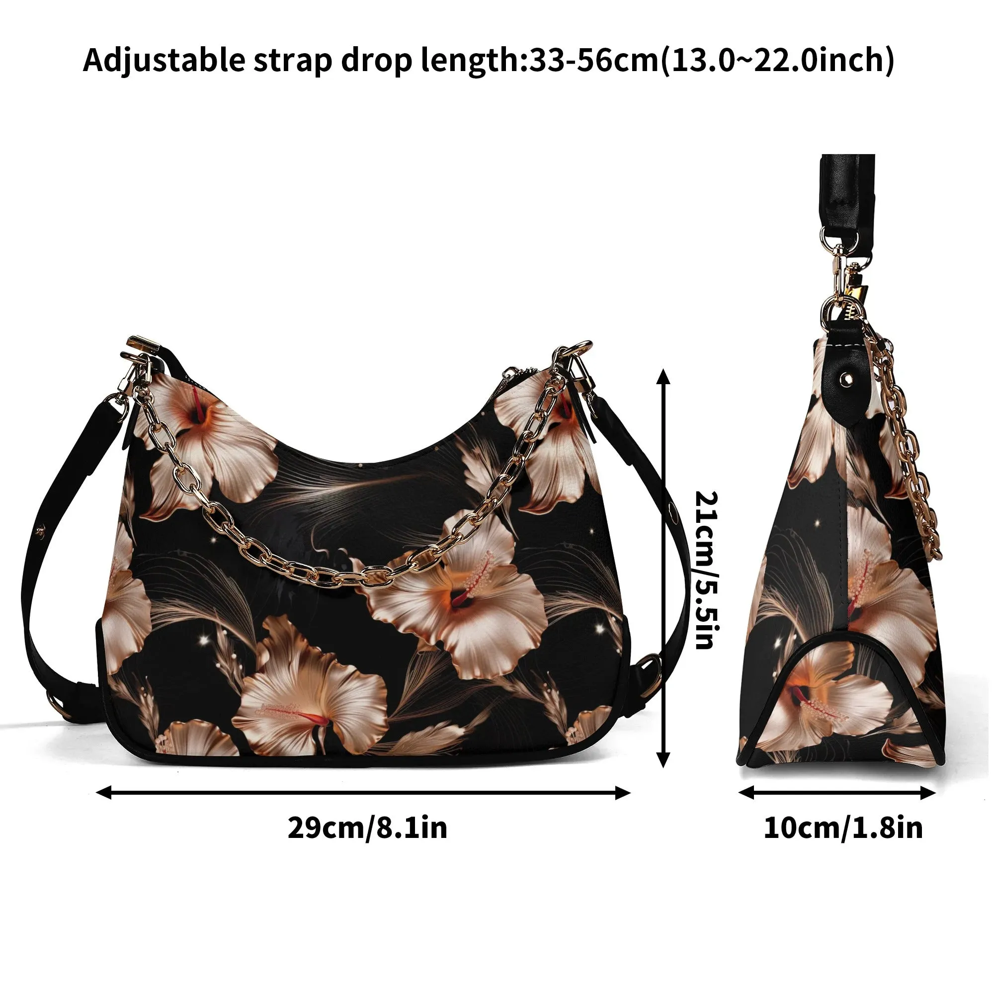 Rose Gold Blooms - Cross-body Bag w/Chain