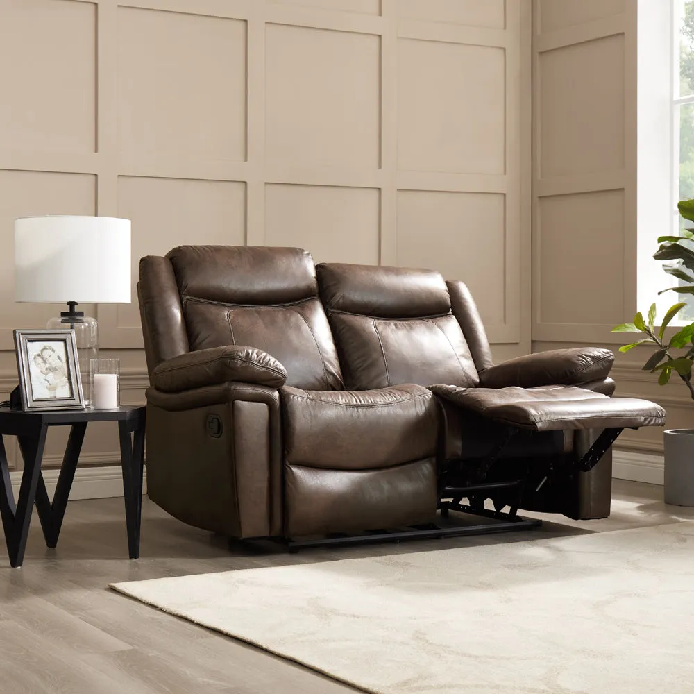 Rowan 2 3 Seater Recliner Sofa Set, Brown Faux Leather