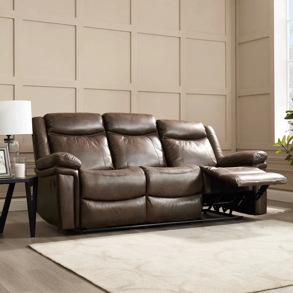 Rowan 2 3 Seater Recliner Sofa Set, Brown Faux Leather