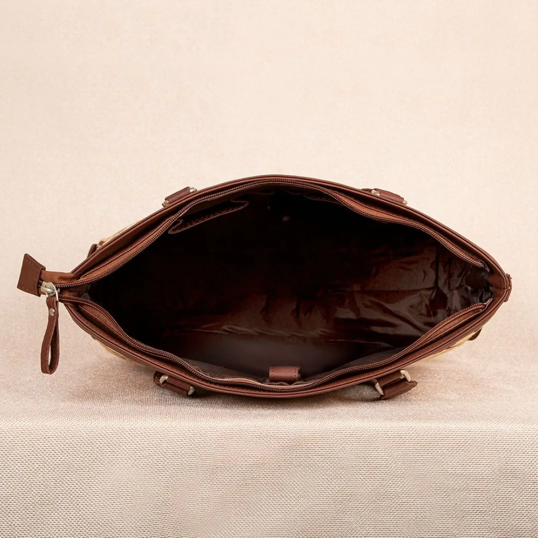 Royal Indian Peacock Motif- Office Bag & Chain Wallet Combo
