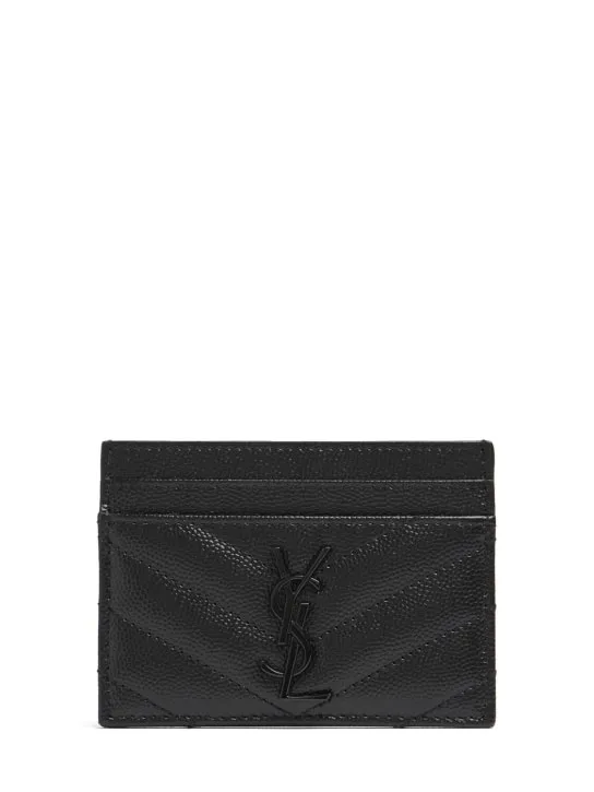 Saint Laurent   Monogram grained leather card holder 