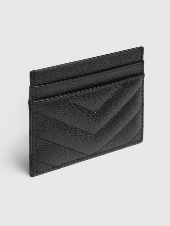 Saint Laurent   Monogram grained leather card holder 