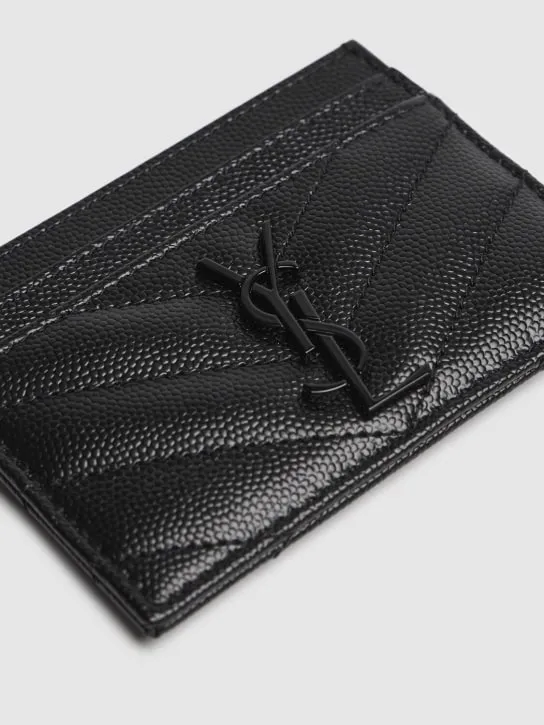 Saint Laurent   Monogram grained leather card holder 