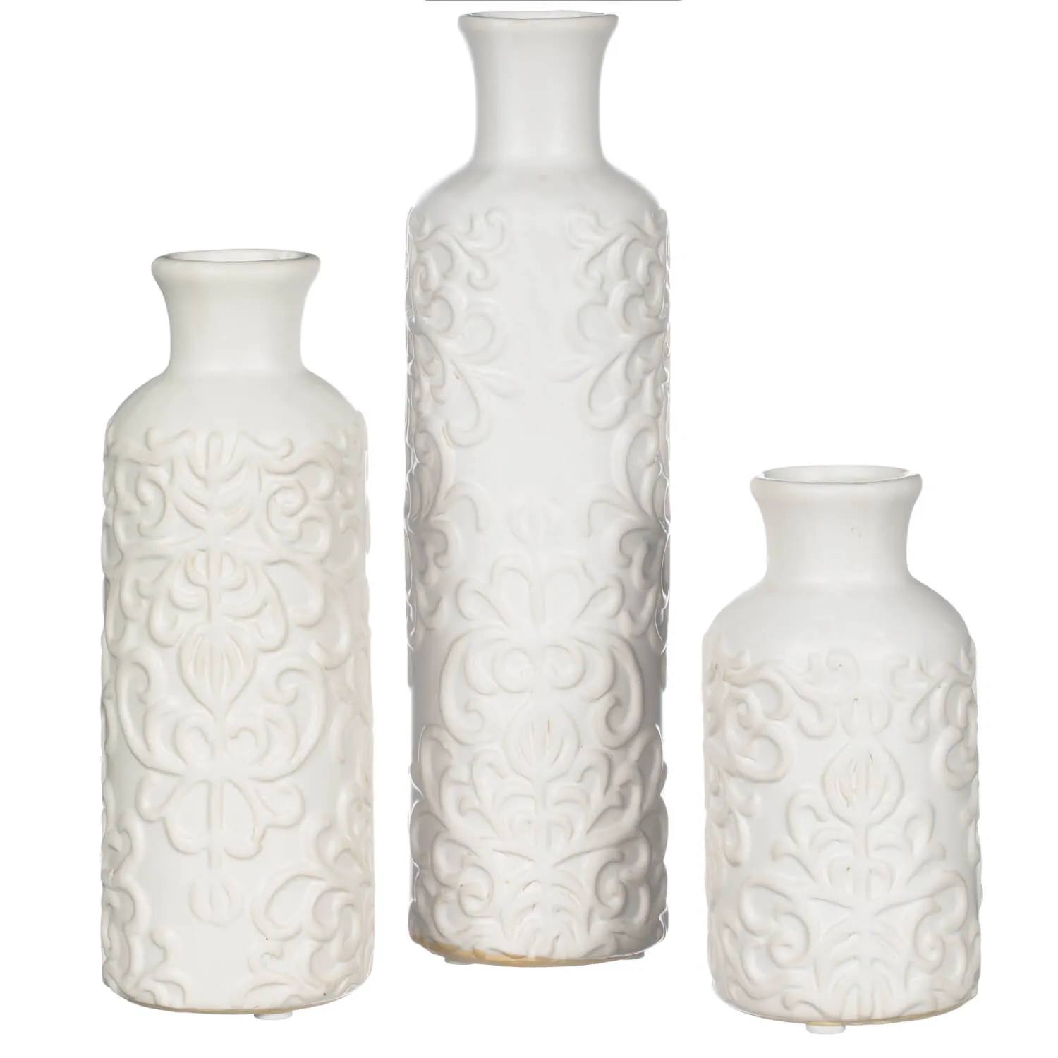 Scroll Pattern Bottle Vases - Set of 3