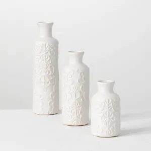 Scroll Pattern Bottle Vases - Set of 3