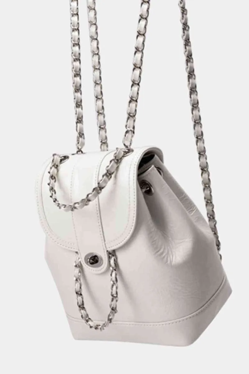 Sleek Vegan Leather Backpack with Chain Straps