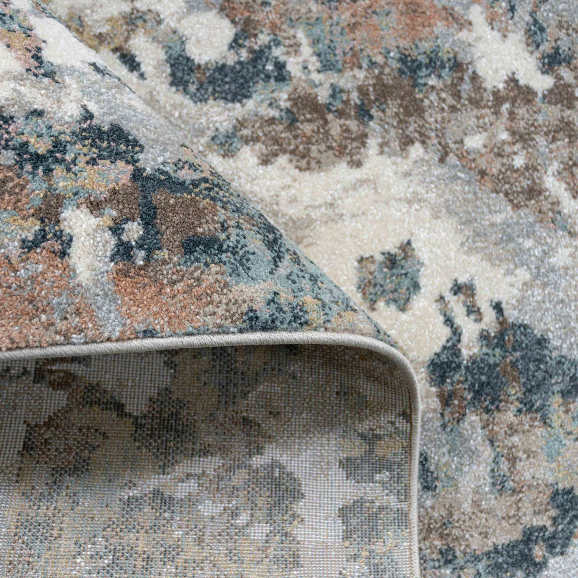 Soft Blue Grey Painted Canvas Runner Rugs - Artist