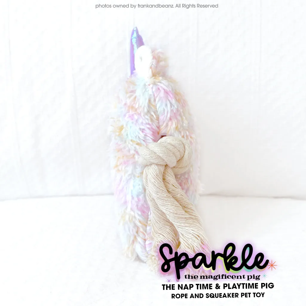 Sparkle the Magnificent Pig Nap Time Play Time Dog Toys for Small Dogs Rope Squeaker Pet Toys