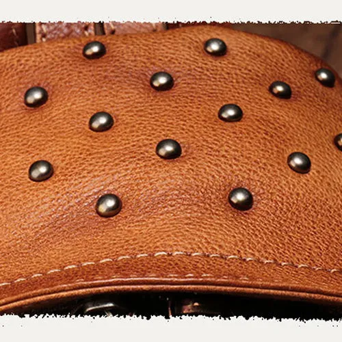 Studded Genuine Leather Mini Backpack Purse For Women