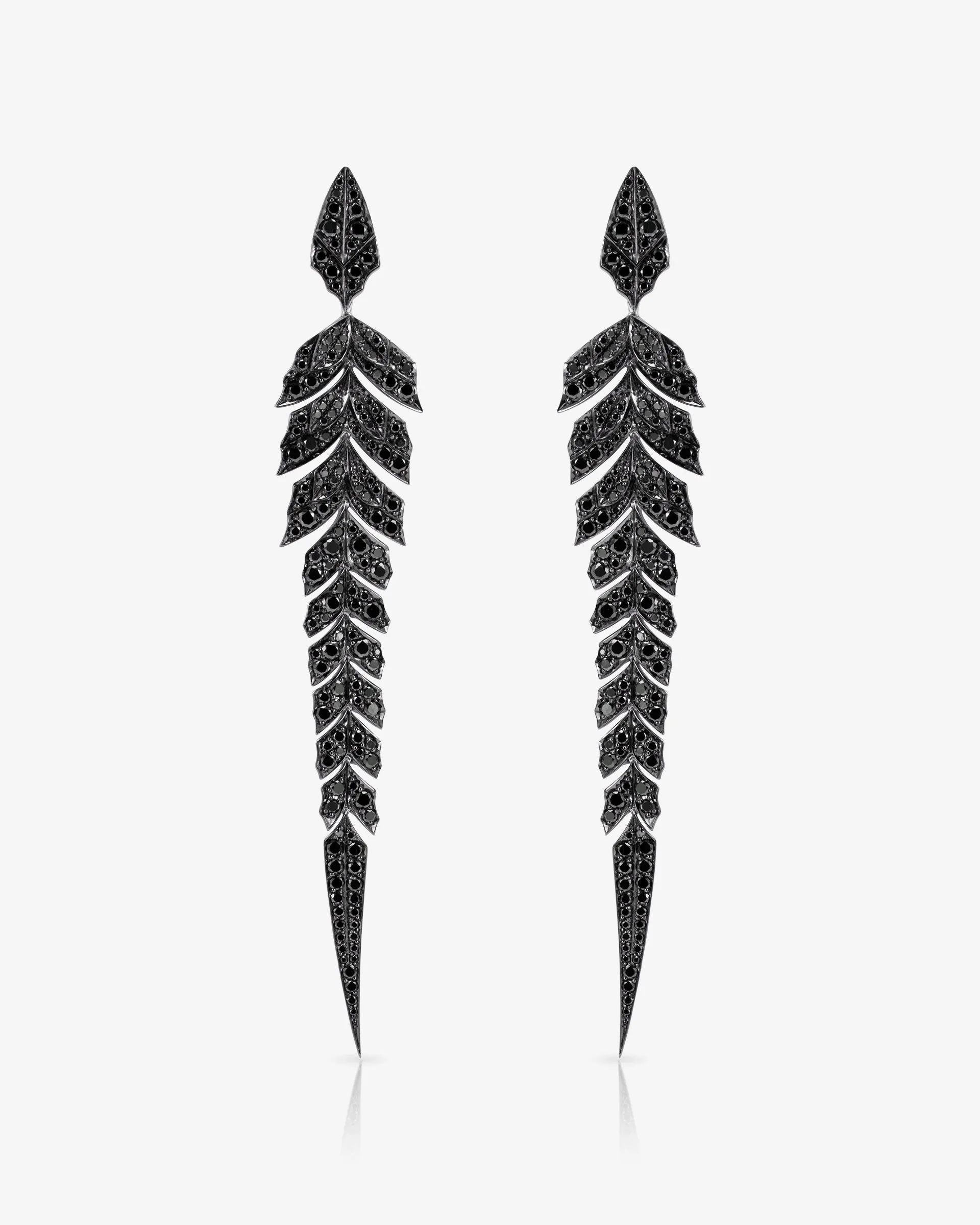 Tail Feather Long Drop Earrings