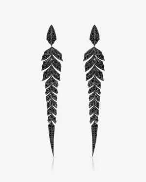 Tail Feather Long Drop Earrings
