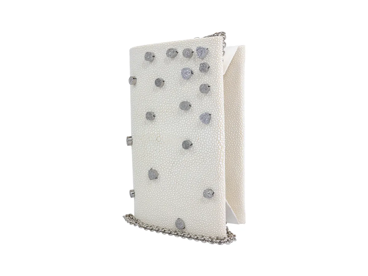 The White Stingray & Platinum Druzies Classic Clutch