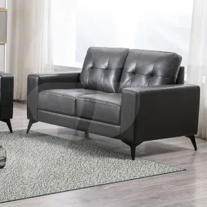 Togher Dark Grey Faux Leather 2 Seater Sofa