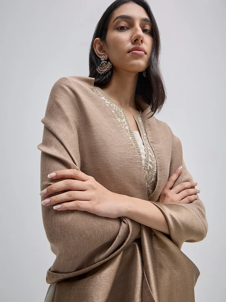Utsa Beige & Gold Stole
