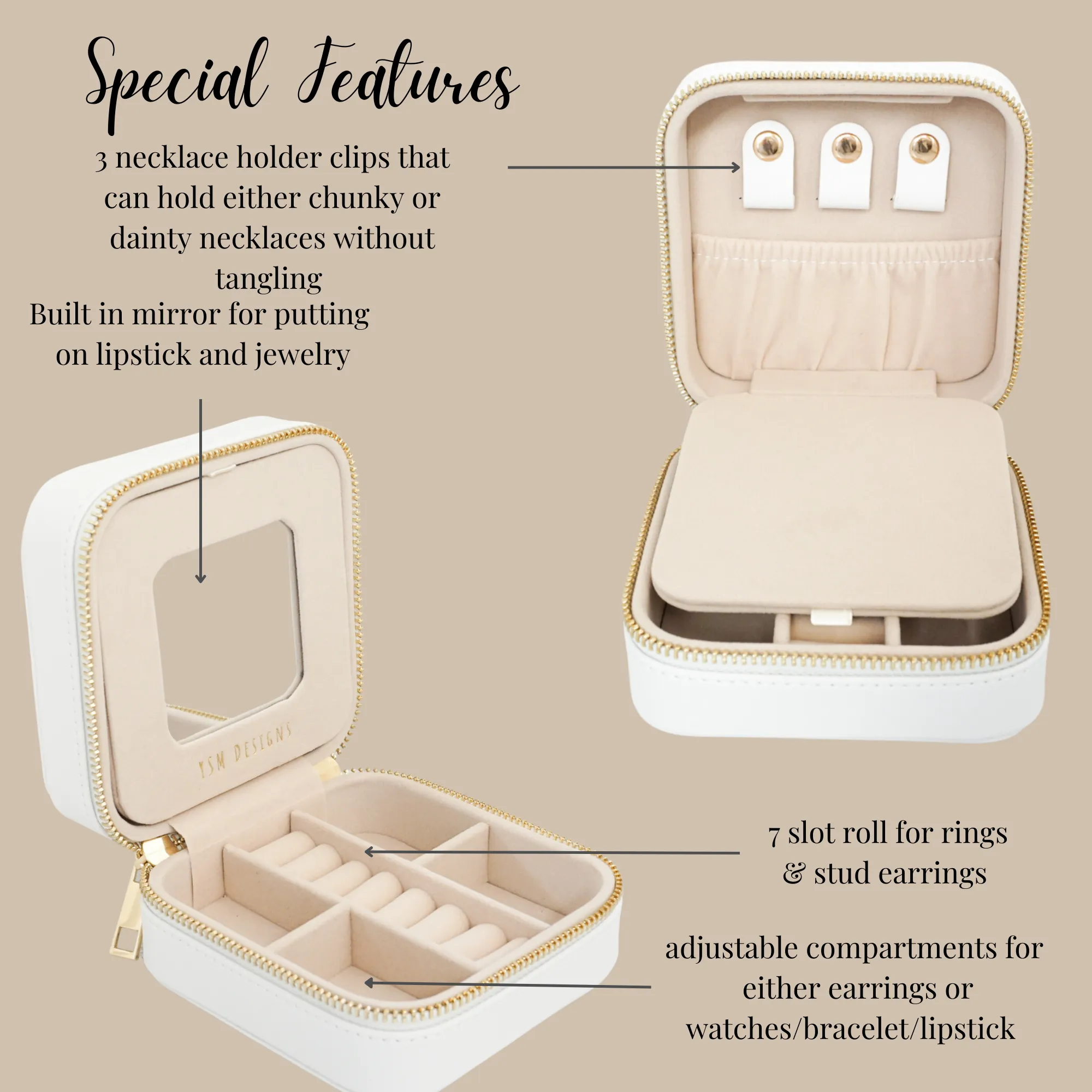 Vegan Leather Jewelry Organizer - White