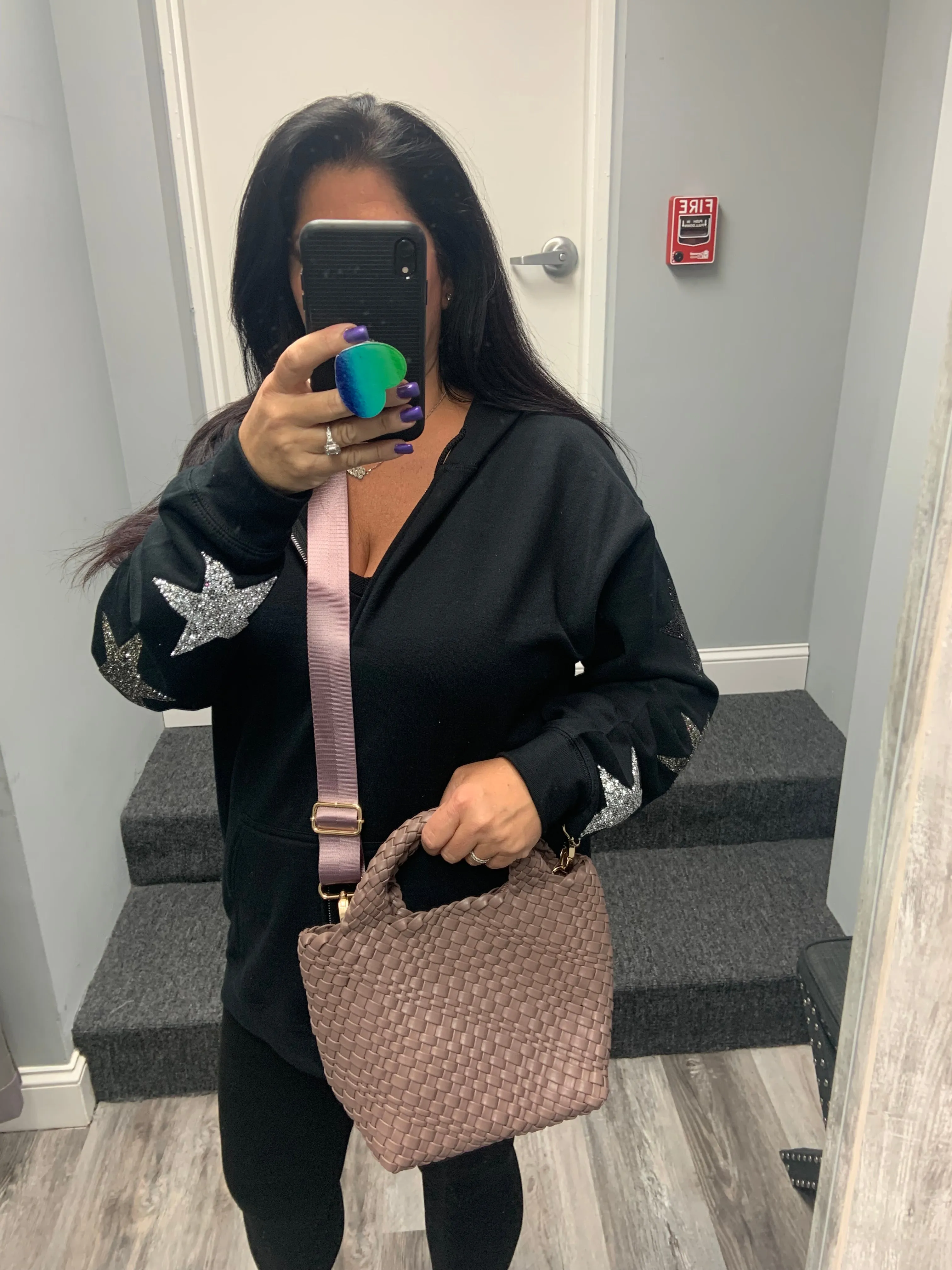 Vegan Woven Petite Crossbody Tote with Removable Pouch