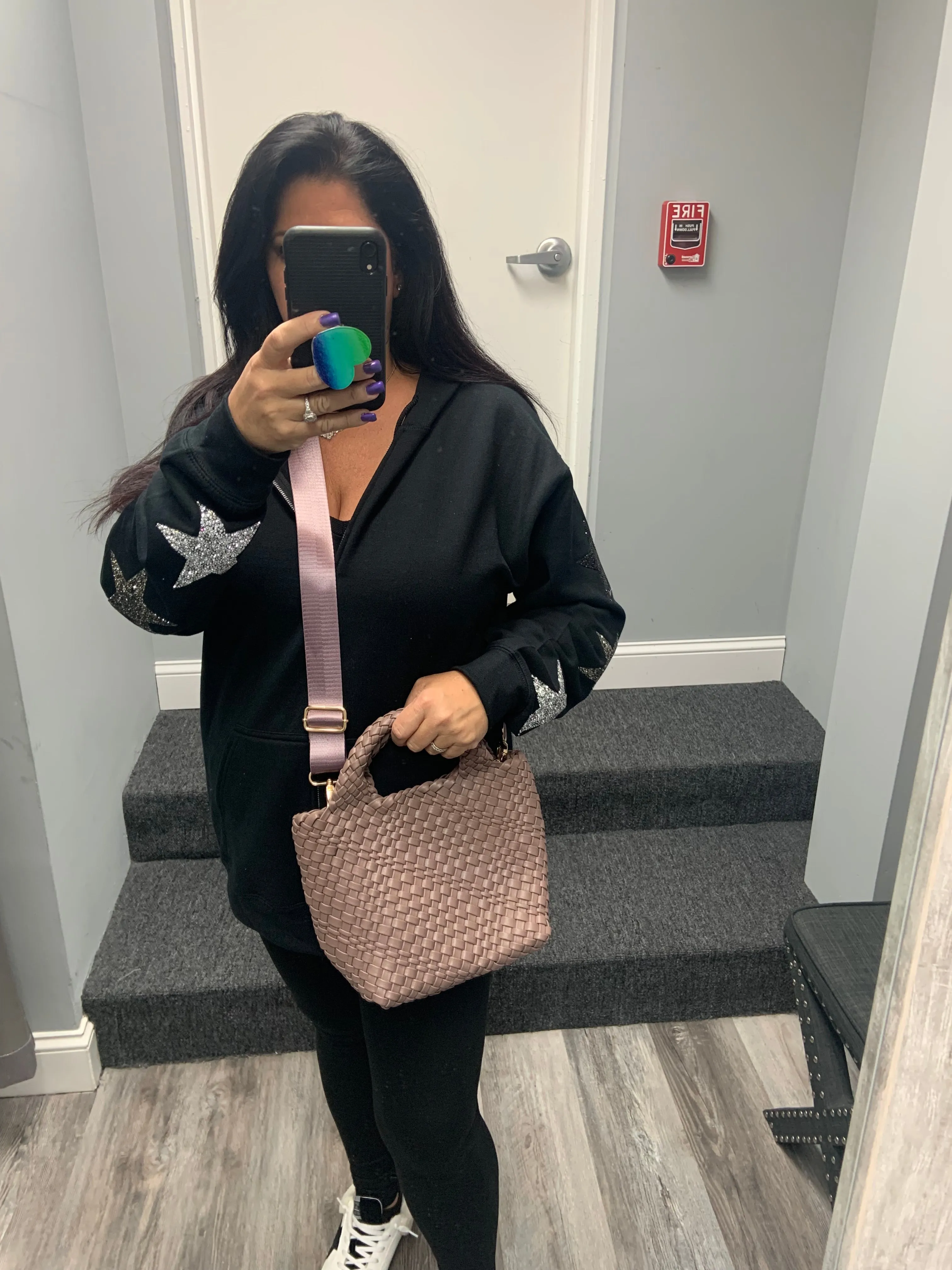 Vegan Woven Petite Crossbody Tote with Removable Pouch