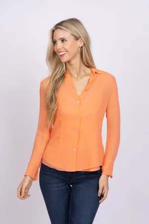 Vince Sheer Crinkled Silk Shirt