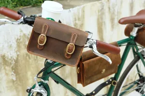 Vintage leather bicycle bike handlebar bag