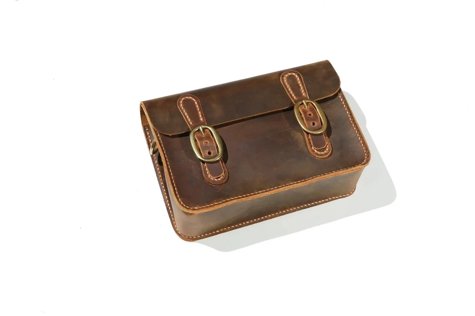 Vintage leather bicycle bike handlebar bag