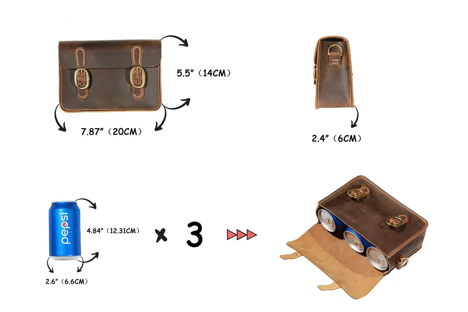 Vintage leather bicycle bike handlebar bag