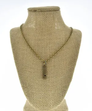 Vintage Whistle Necklace in Gift Bag, 16" or 18" length chain, Antique Gold, each