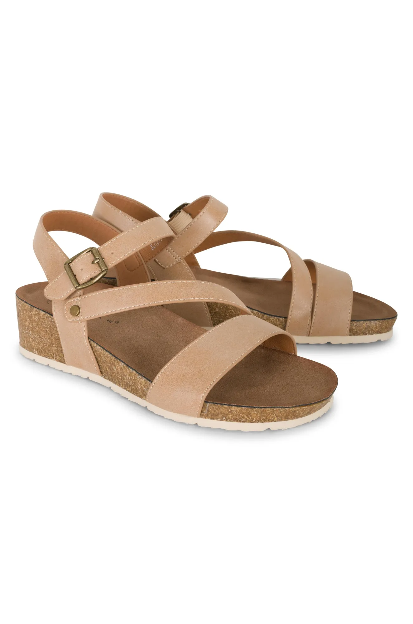 Wedge heel Sandal with ankle strap | BEIGE | CLUSTER AB