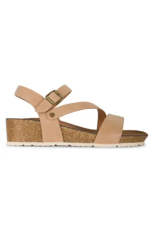 Wedge heel Sandal with ankle strap | BEIGE | CLUSTER AB