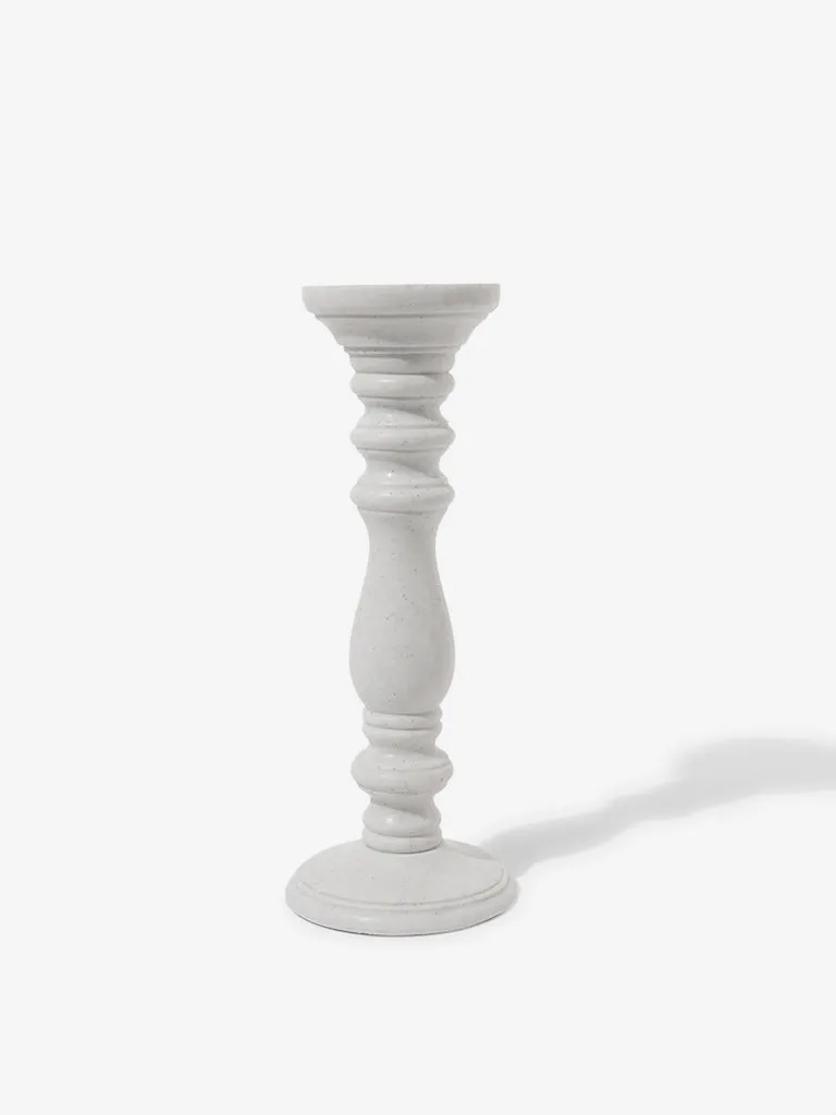 Westside Home White Medium Pillar Marble Candle Stand