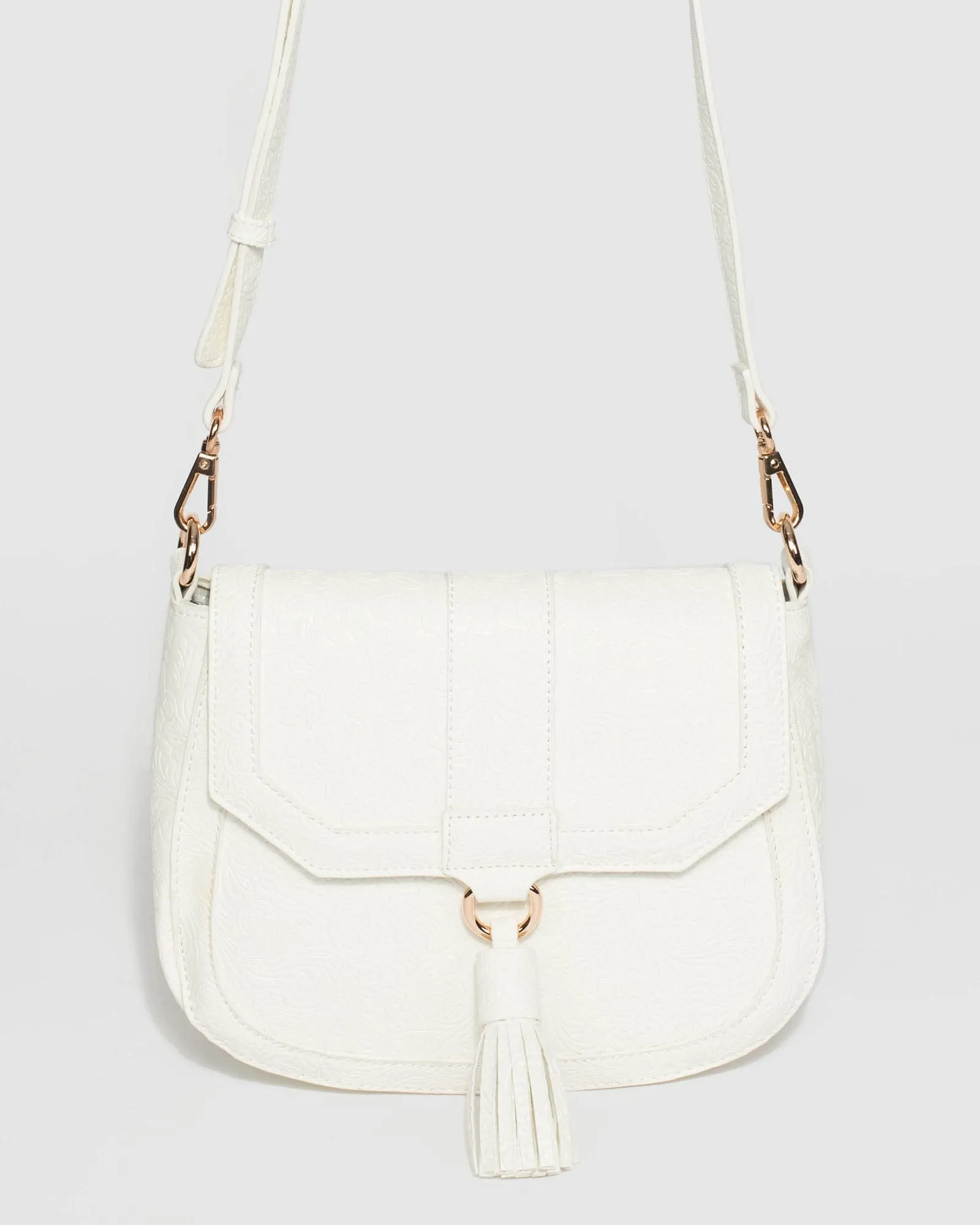 White Aria Tassel Saddle Bag
