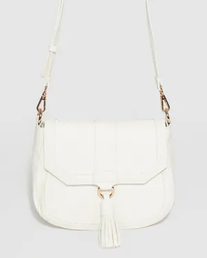 White Aria Tassel Saddle Bag