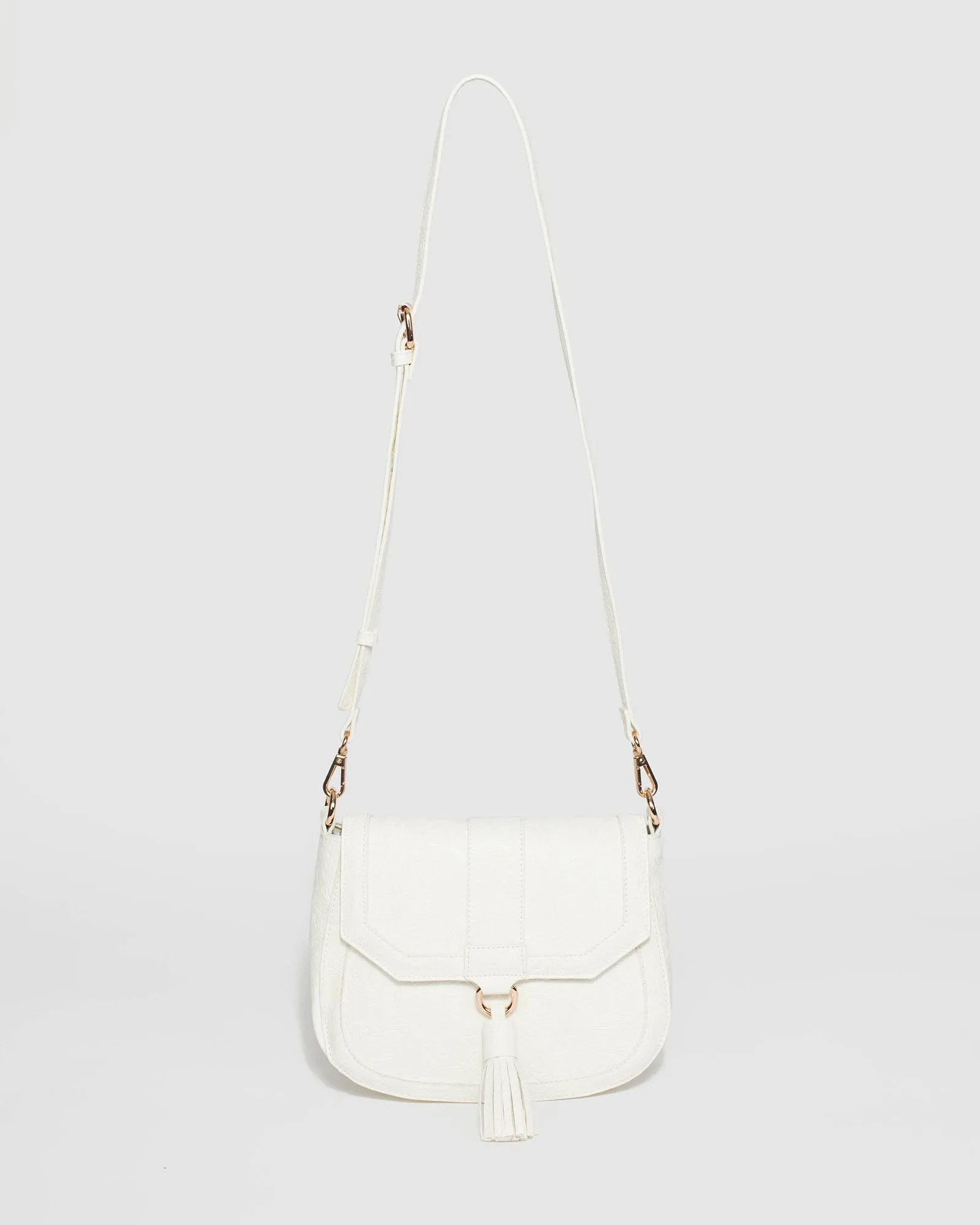 White Aria Tassel Saddle Bag