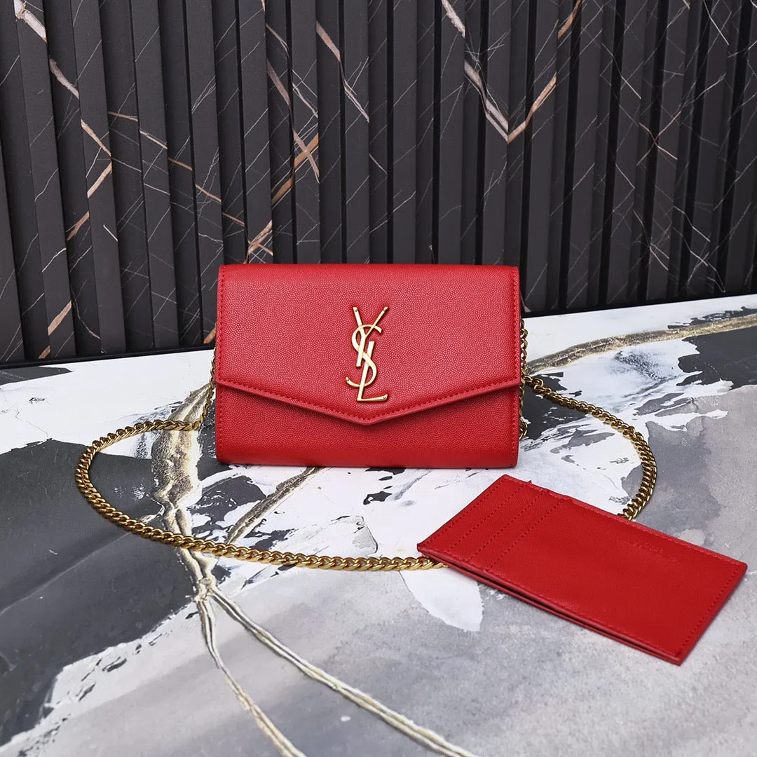 YSK186 Uptown Chain Wallet in Leather / 19 x 12 x 3 CM / 7.4 x 4.7 x 1.1 INCHES