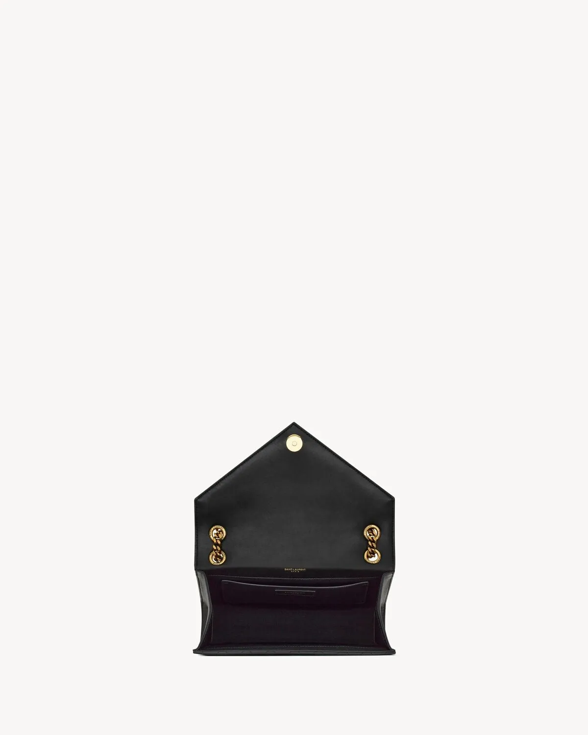 YSL Hand Bag- ENVELOPE LINE MEDIUM CHAIN BAG IN SUPPLE MATELASSÉ LEATHER Black and Gold