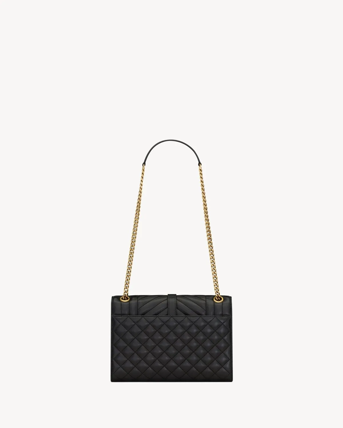 YSL Hand Bag- ENVELOPE LINE MEDIUM CHAIN BAG IN SUPPLE MATELASSÉ LEATHER Black and Gold